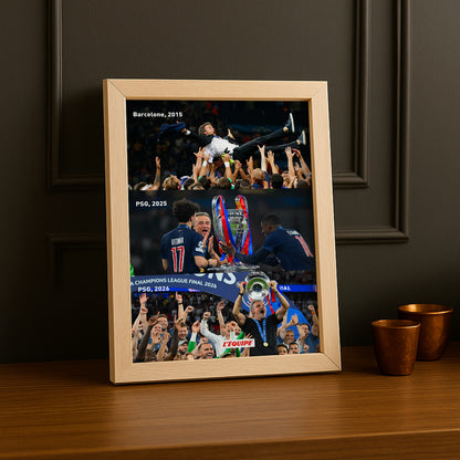 Cadre Photo Luis Enrique – Trilogie Barcelone 2015 / PSG 2025 / PSG 2026 TonCadre