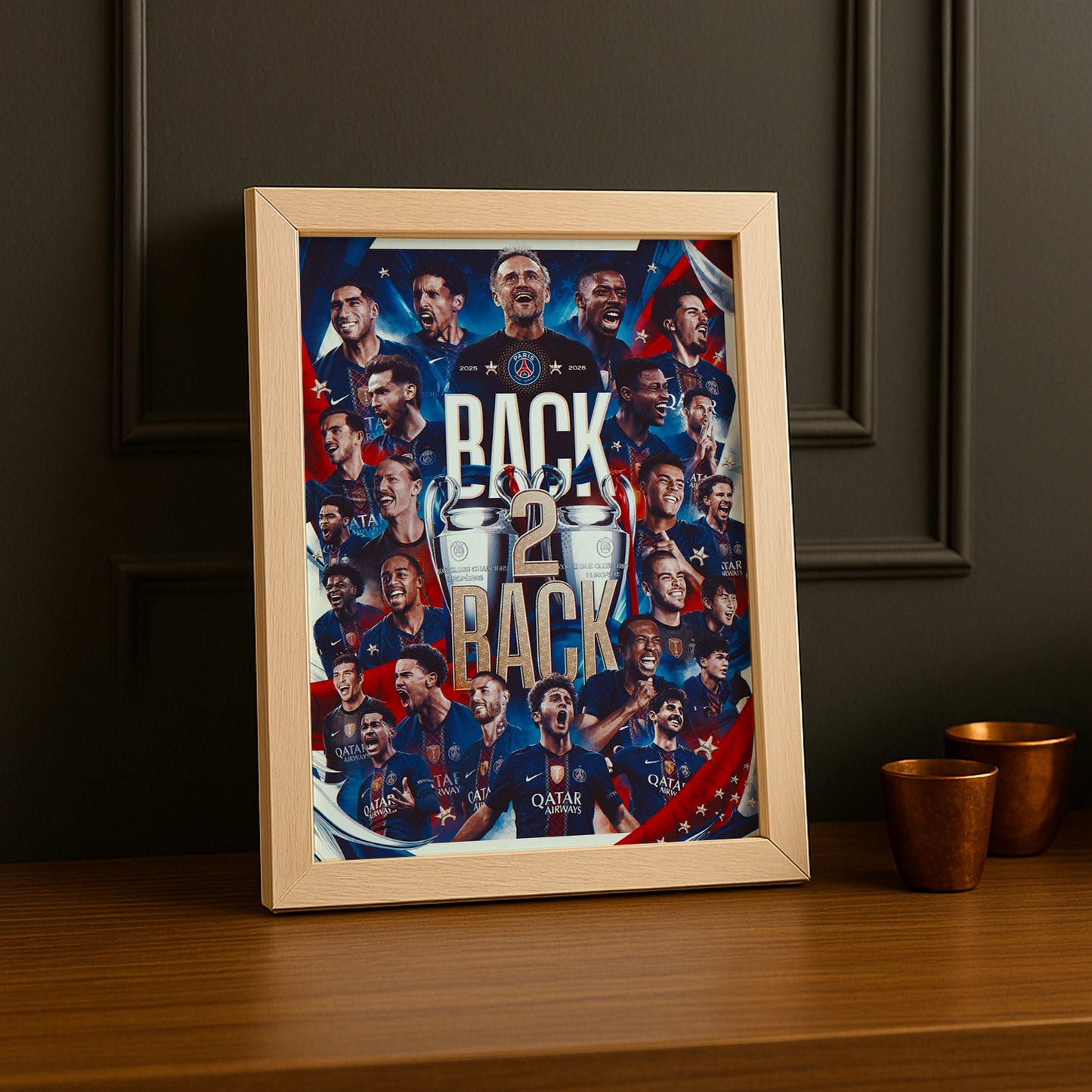 Cadre Photo PSG Back 2 Back – Champions League 2025 & 2026 | Paris Saint-Germain TonCadre