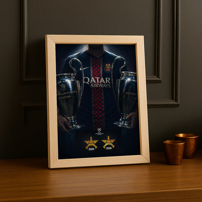 Cadre Photo PSG – Back 2 Back Champions League 2025 & 2026 | Deux Trophées TonCadre