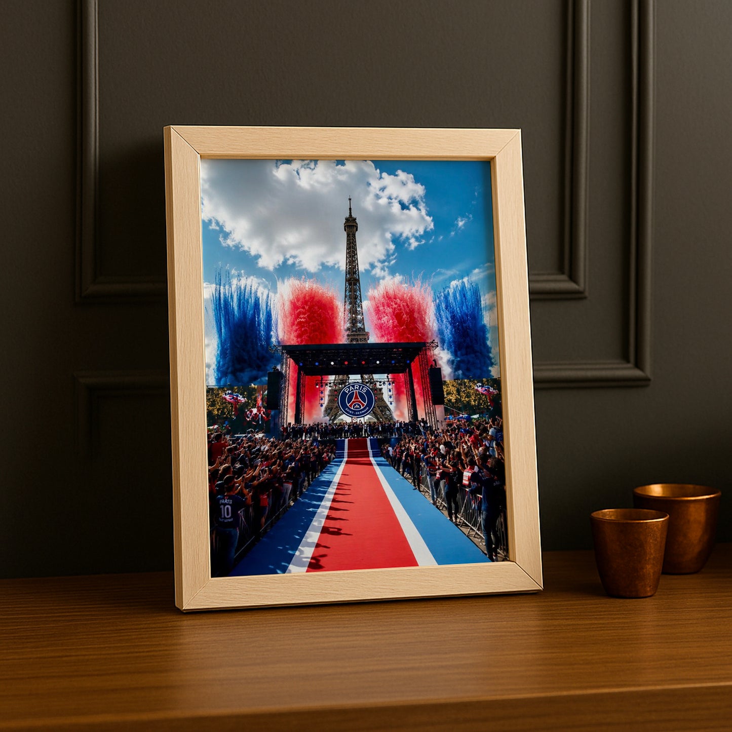 Cadre Photo PSG – Scène Tour Eiffel Tapis Rouge Parade Champions League 2026 TonCadre