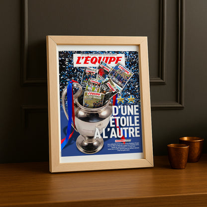 Cadre Photo Une L'Équipe – "D'Une Étoile à l'Autre" PSG Back 2 Back Champions League TonCadre