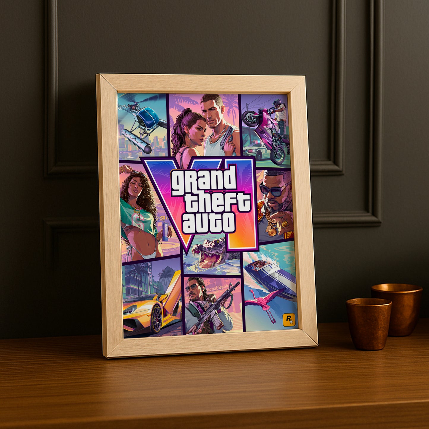 Poster Grand Theft Auto VI – Jacket Cover Encadré TonCadre