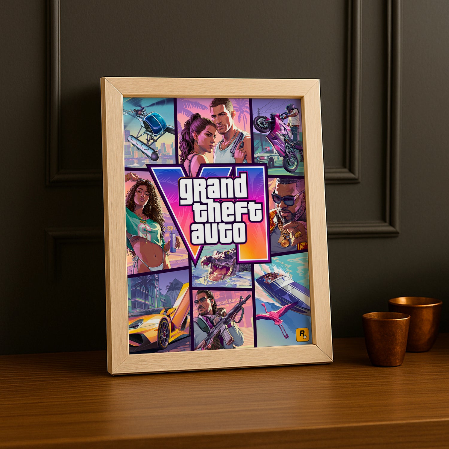 Poster Grand Theft Auto VI – Jacket Cover Encadré TonCadre