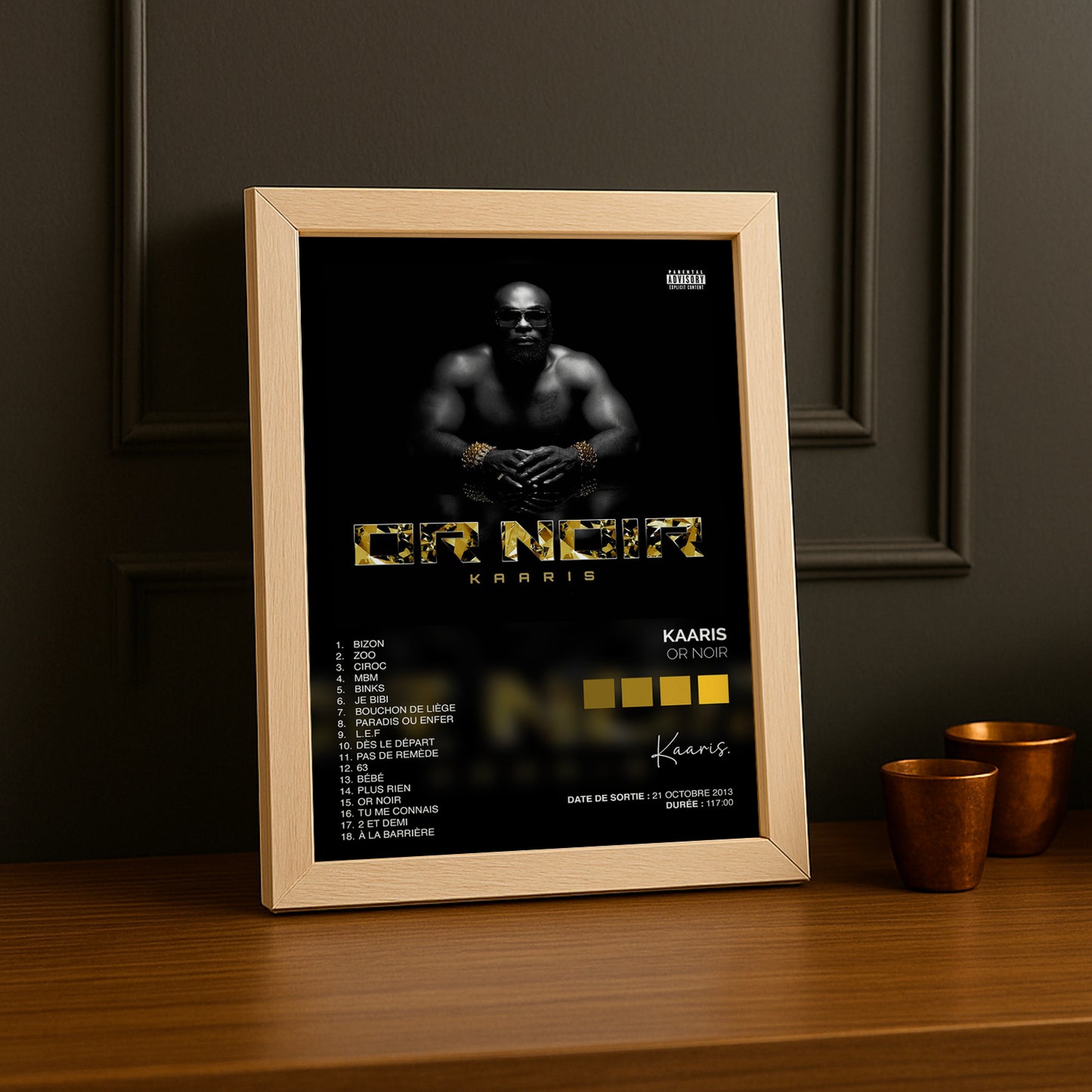 Cadre Photo Kaaris - Or Noir