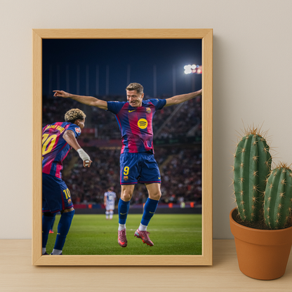 Poster encadrée FC Barcelone - Lewandowski x Yamal