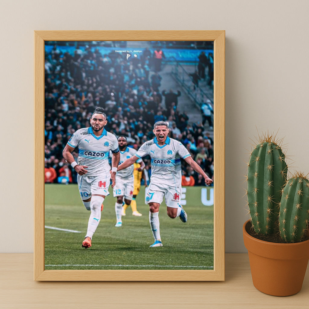 Poster encadrée Olympique de Marseille - Dimitri Payet Célébration