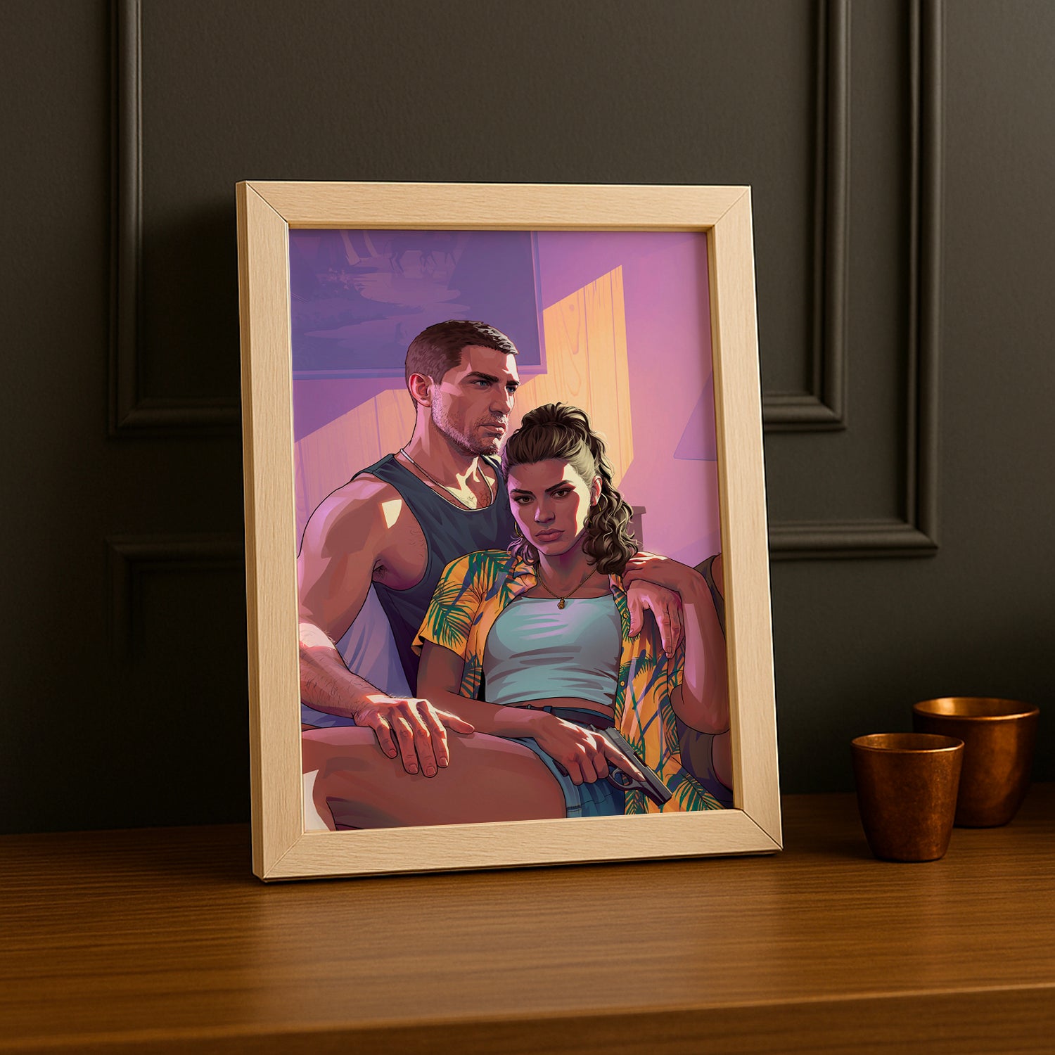 Poster Grand Theft Auto VI – Lucia & Jason Duo Encadré TonCadre