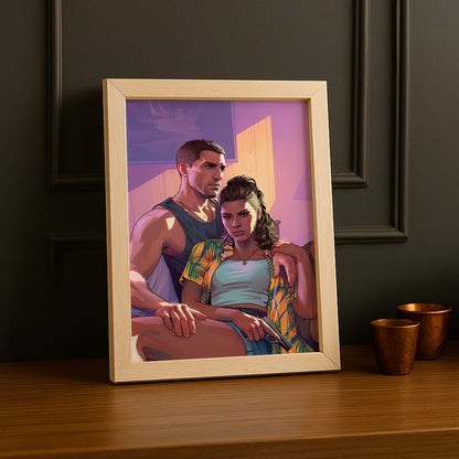 Poster Grand Theft Auto VI – Lucia & Jason Duo Encadré TonCadre