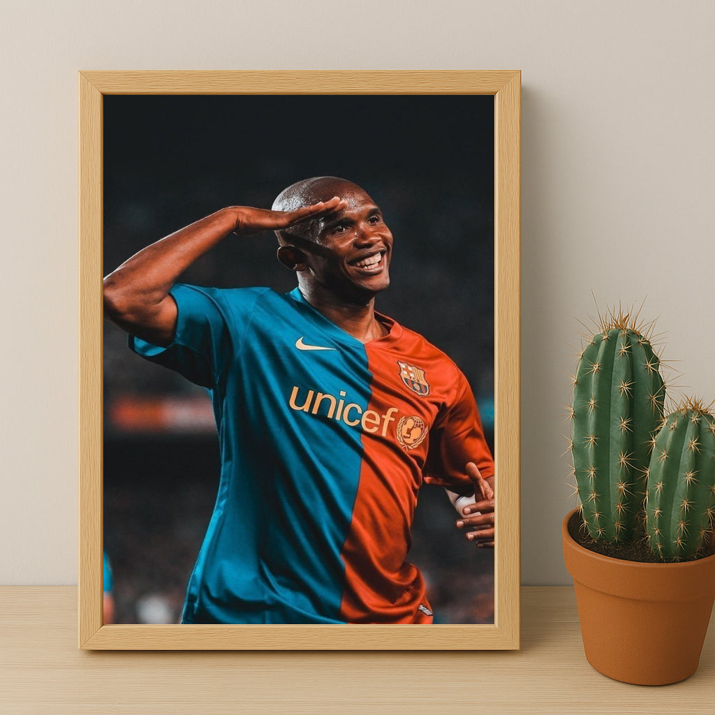 Poster encadrée FC Barcelone - Samuel Etoo
