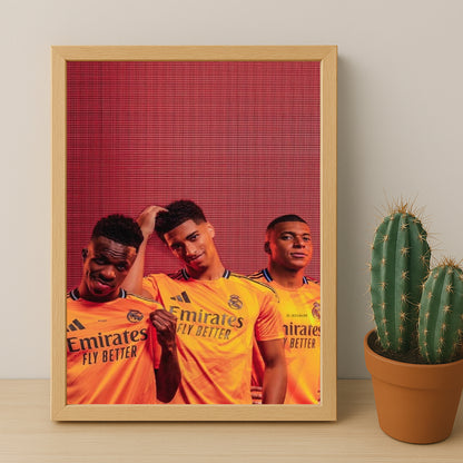Poster encadrée Real Madrid - Vinicius, Bellingham, Mbappé