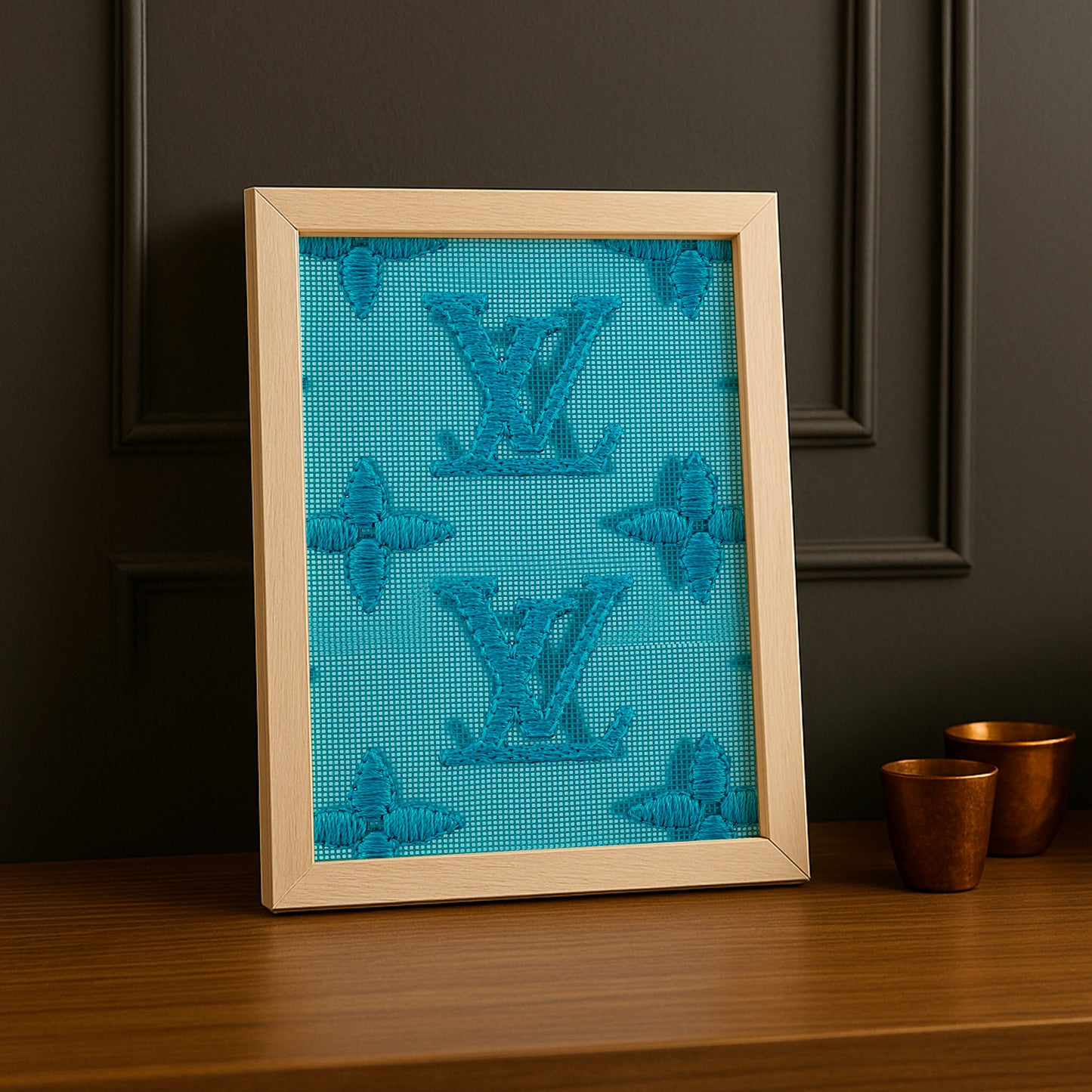 Cadre photo Louis Vuitton couture bleu ciel