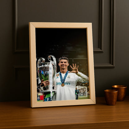 Cadre Photo Cristiano Ronaldo CR7 Real Madrid La Manita – Affiche HD Encadrée Papier Premium