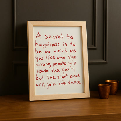 Cadre photo Citation - A secret to hapiness