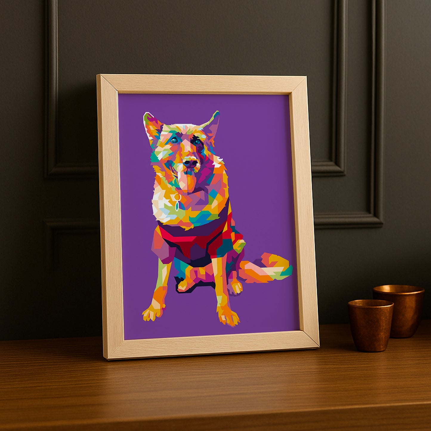 Cadre Photo Chien - Illustration violet