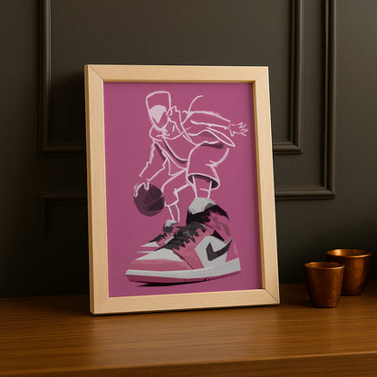 Cadre photo Air Jordan 1 Illustration rose