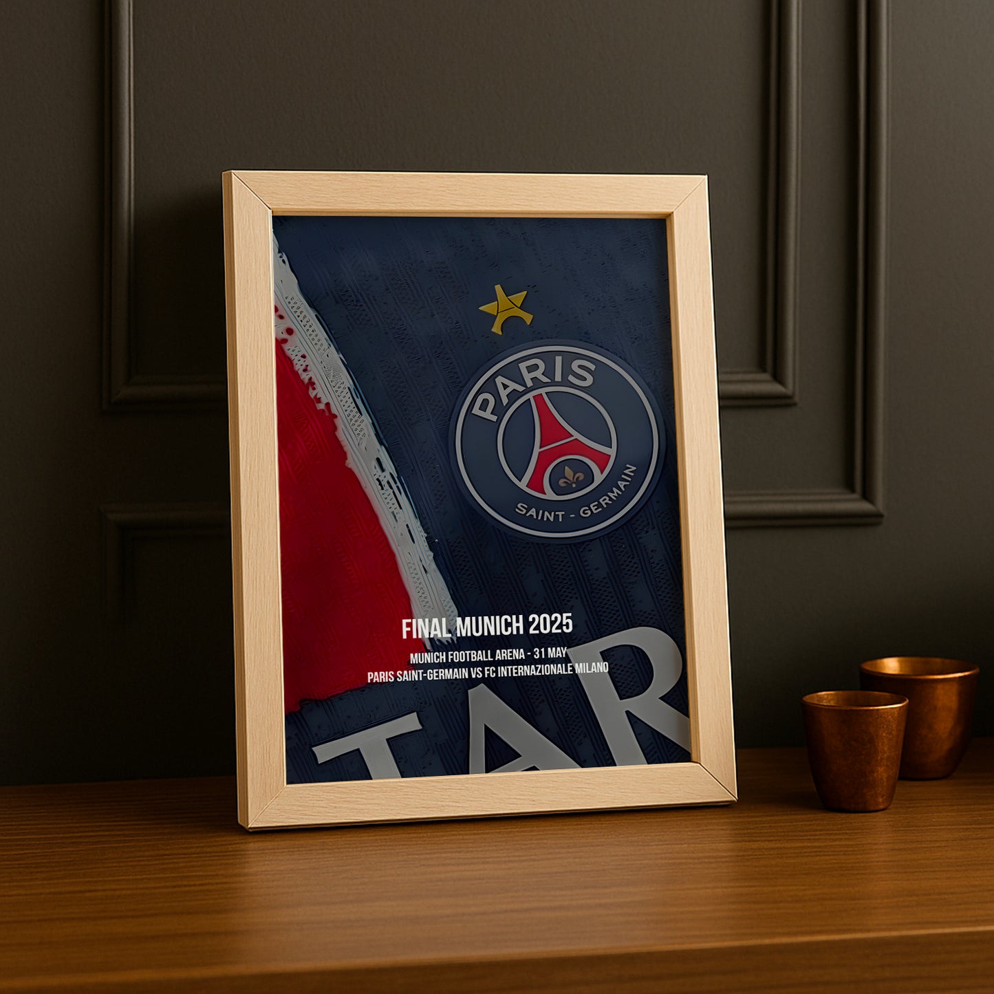 Cadre photo Maillot étoilée finale PSG - Inter Milan