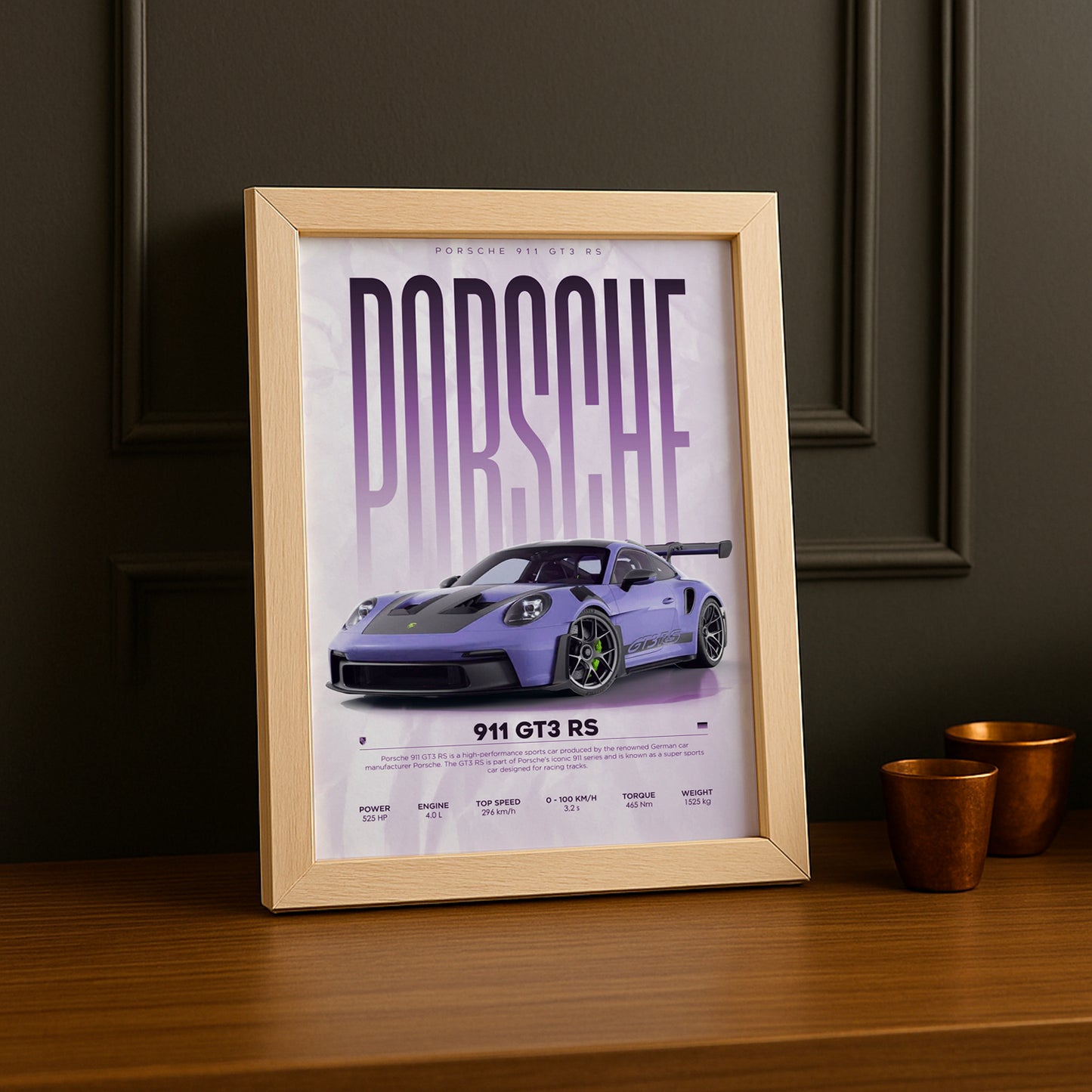Cadre photo Porsche GT3 RS 911 violet