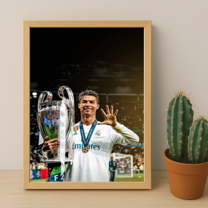 Cadre Photo Cristiano Ronaldo CR7 Real Madrid La Manita – Affiche HD Encadrée Papier Premium