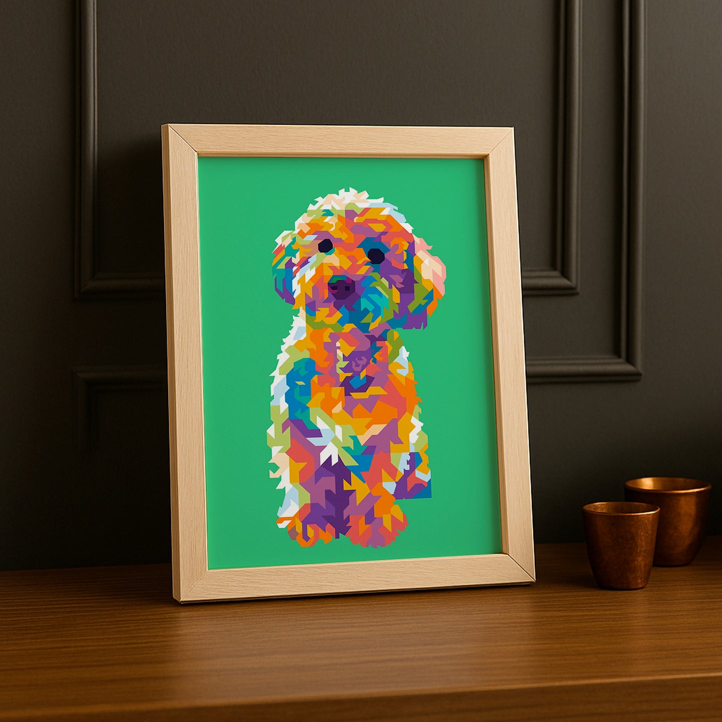 Cadre Photo Chien - Illustration vert