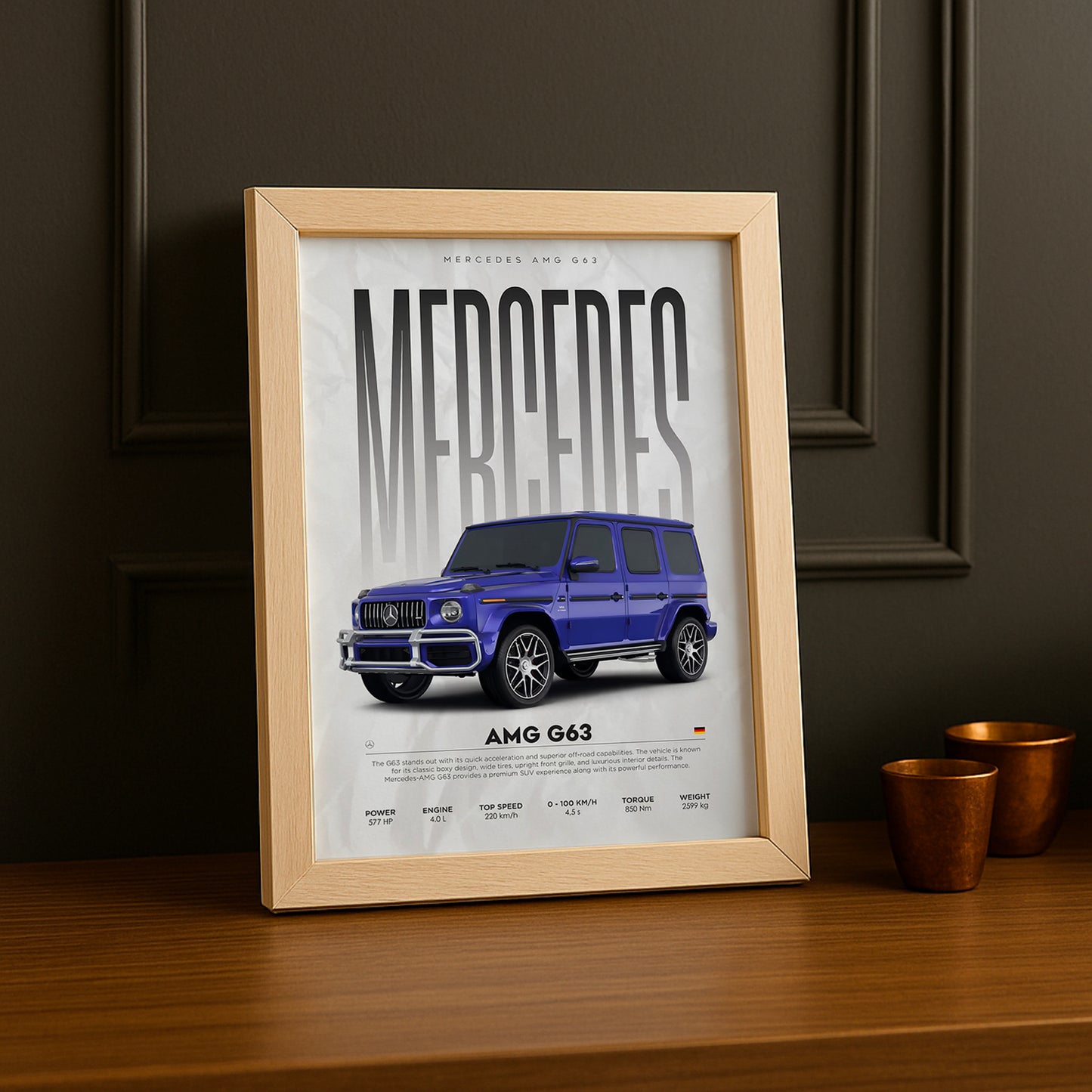 Cadre photo Mercedes AMG 63 bleu