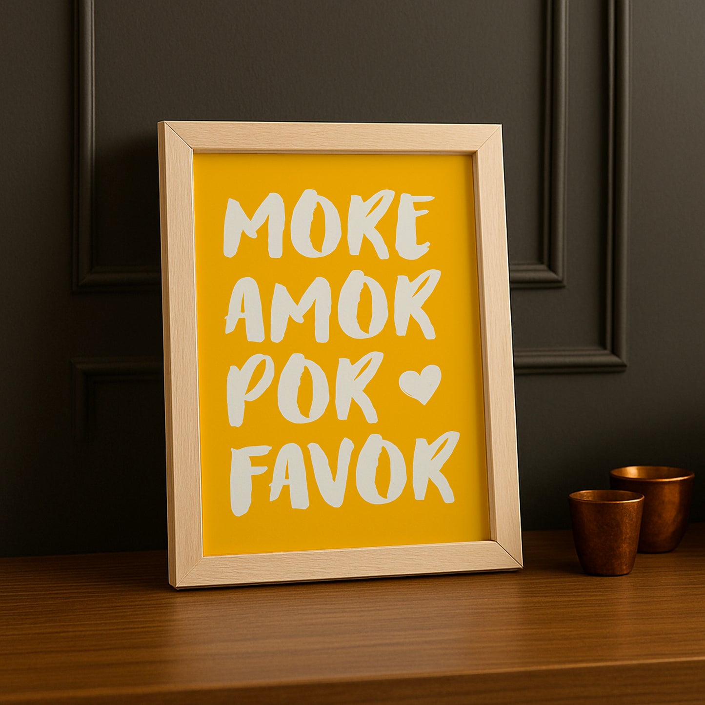 Cadre photo Citation - More Amor Por Favor Yellow