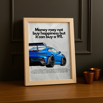Poster encadré Porsche GT3 RS blue