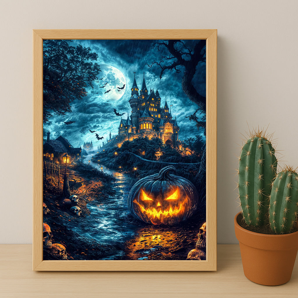 Poster Halloween - Citrouilles Château