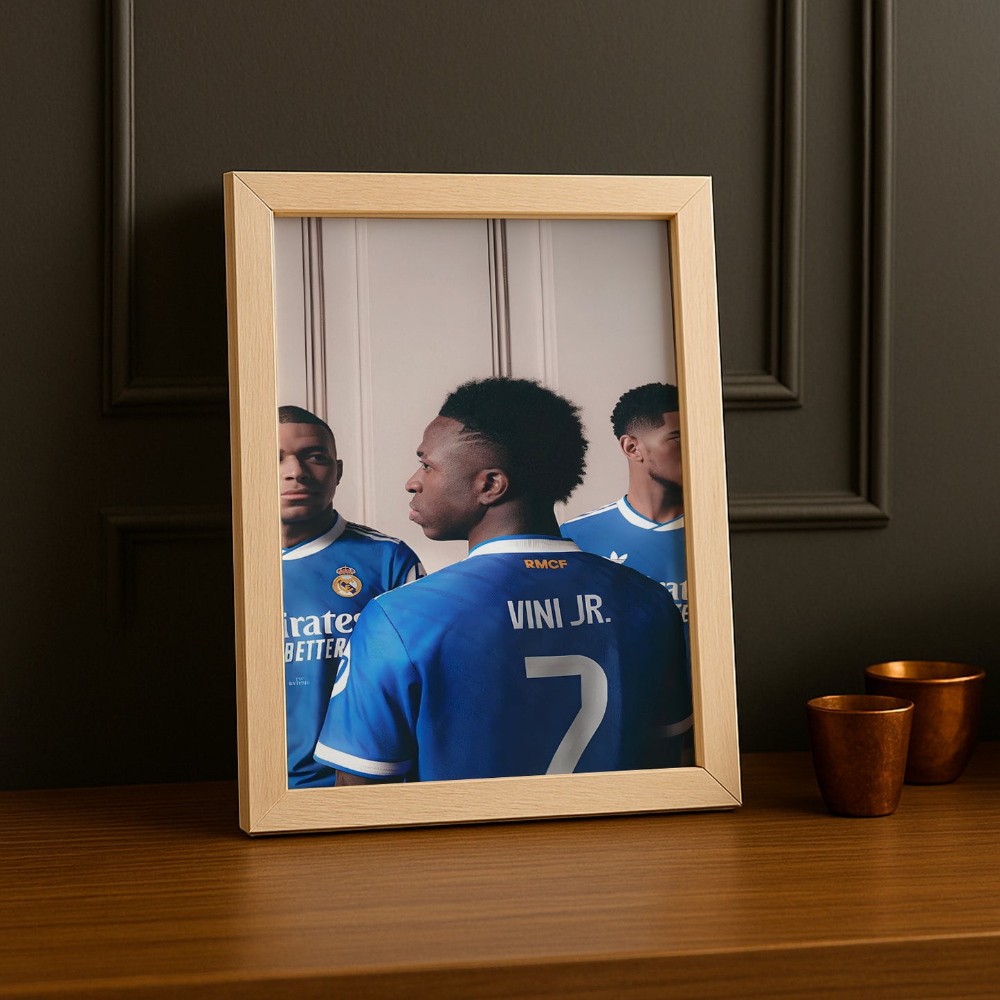 Poster encadrée Real Madrid - Vinicius, Bellingham, Mbappé Trio