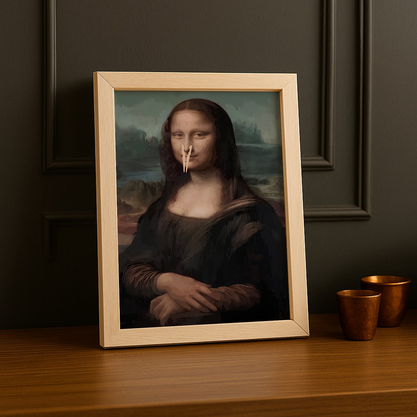 Cadre photo Mona Lisa La Joconde pince à linge
