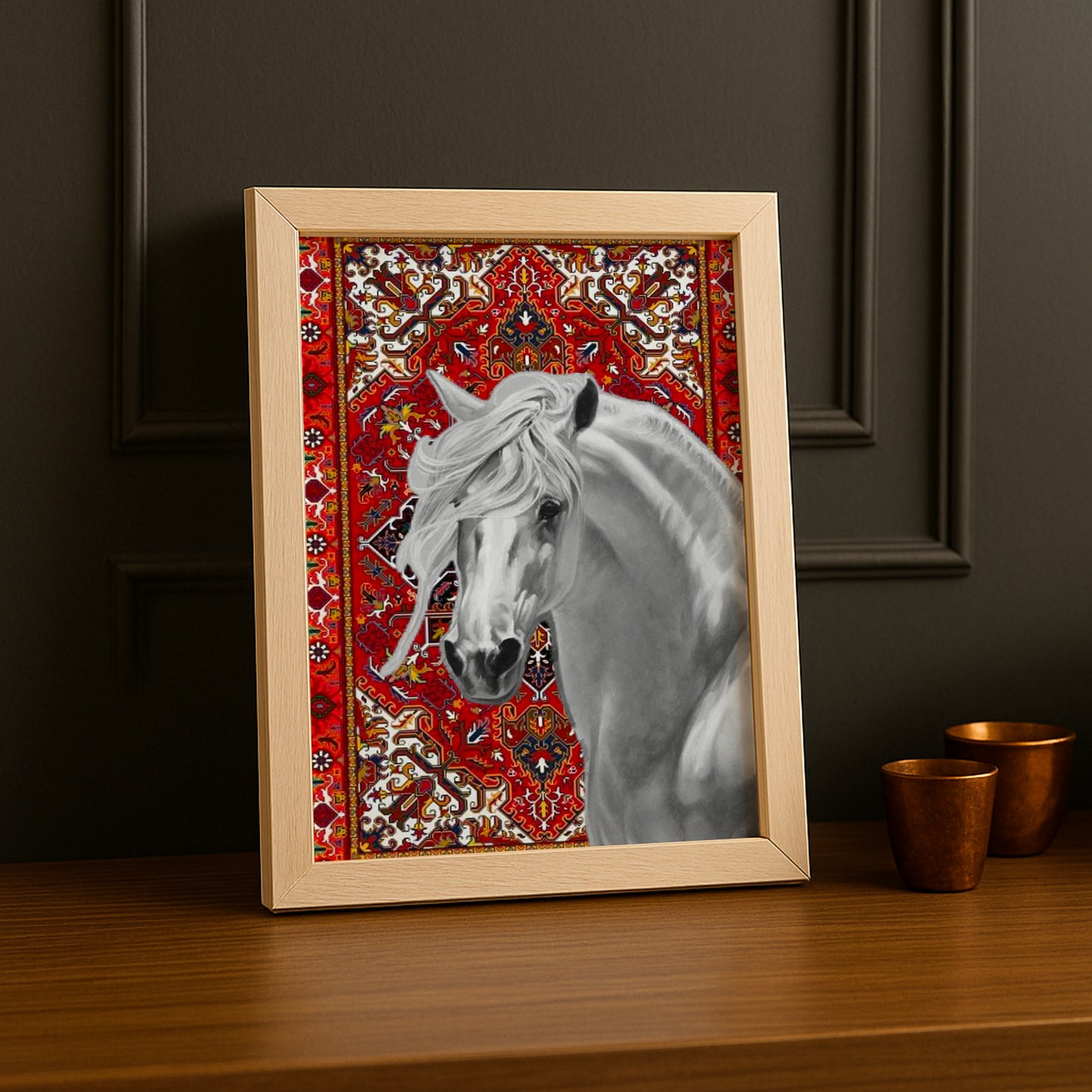 Cadre photo Équitation - Cheval Blanc Aesthetic Rouge