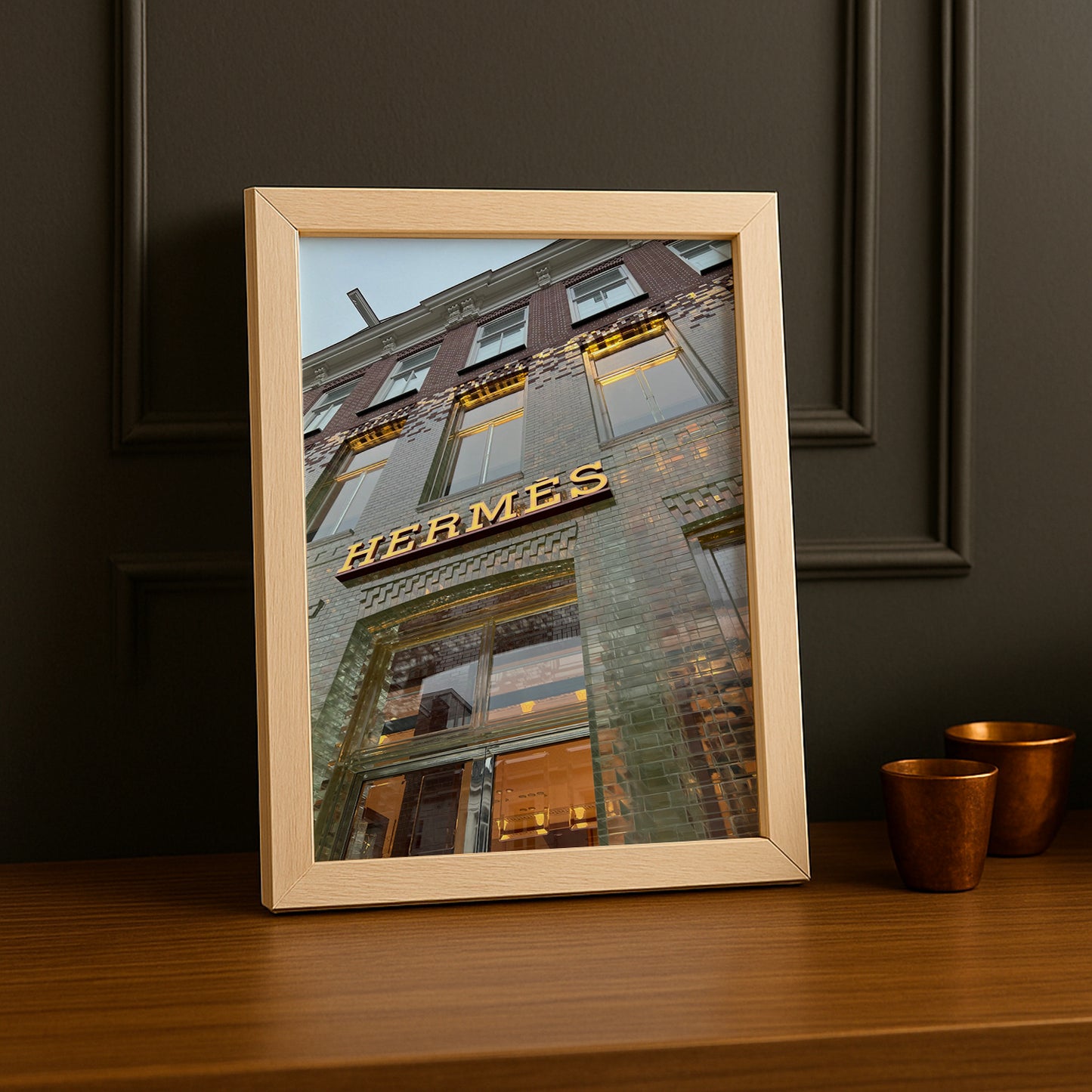 Cadre photo Hermès - Devanture dorée