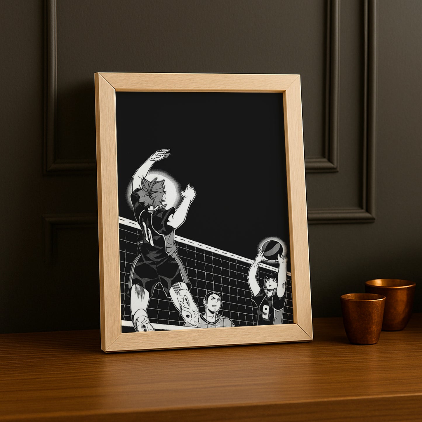 Cadre photo Volley-Ball - Haikyuu Noir & Blanc