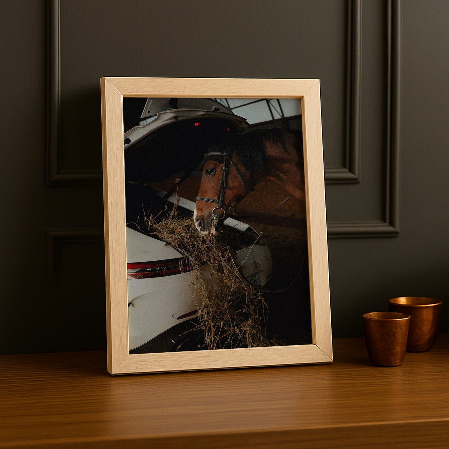 Cadre photo Équitation - Porsche Blanche