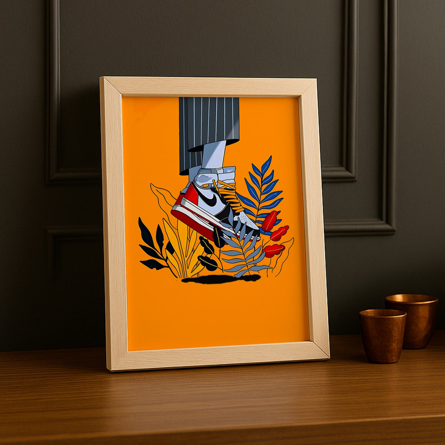 Cadre photo Air Jordan 1 Illustration orange