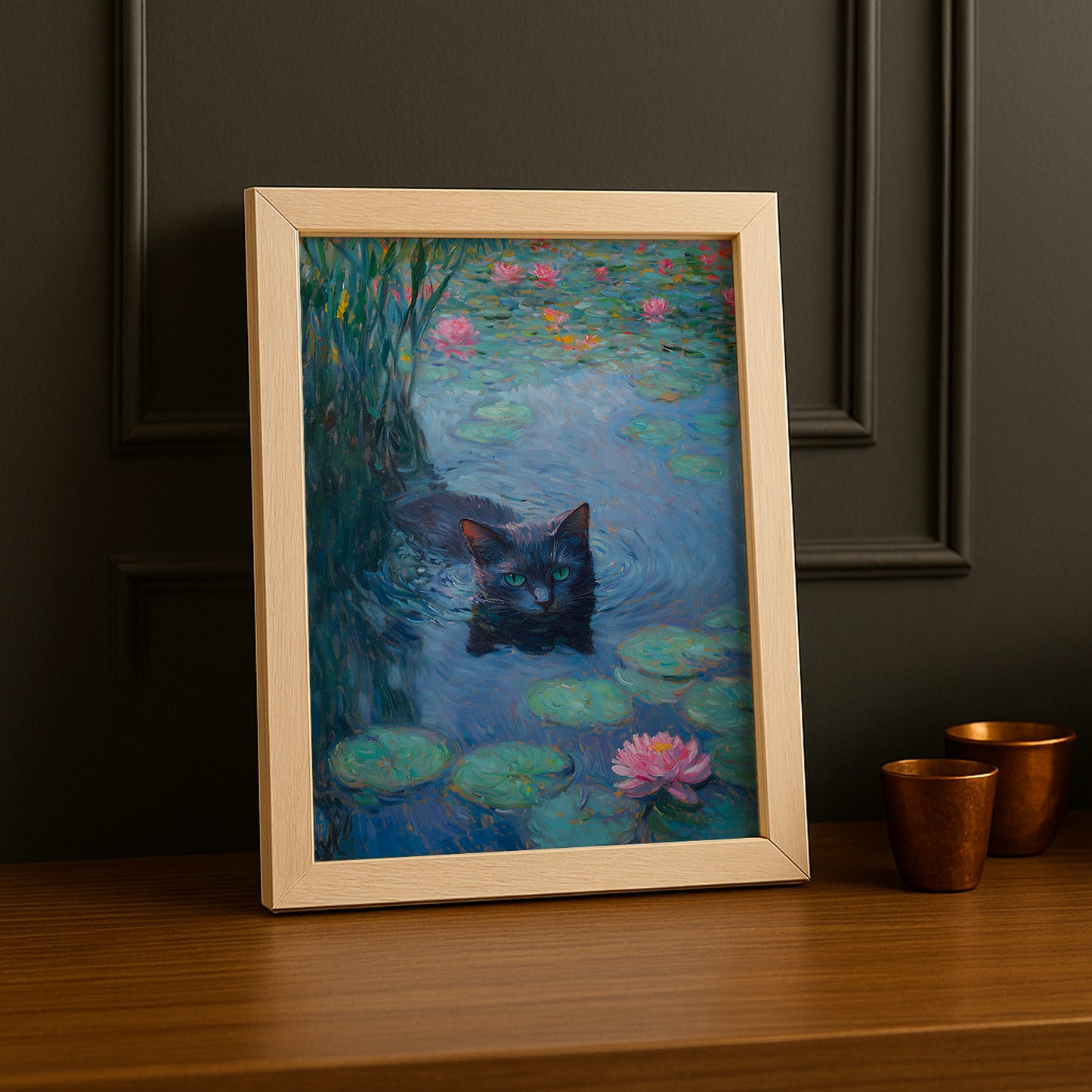 Cadre Photo Chat - Illustration d'un chat gris