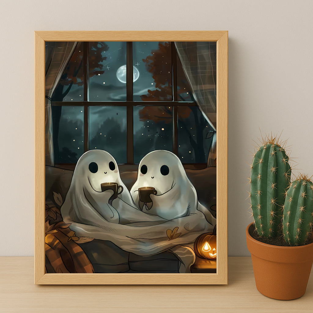 Poster Halloween - Fantômes café