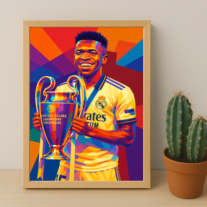 Cadre Photo Vinicius Jr Real Madrid Ligue des Champions – Affiche HD Encadrée Papier Premium