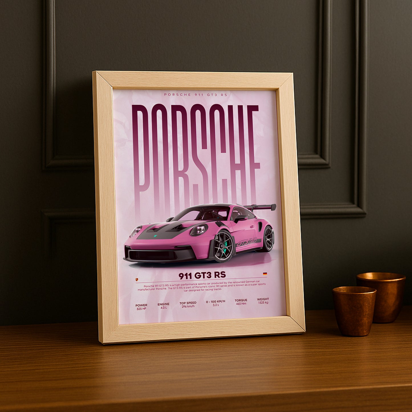 Cadre photo Porsche GT3 RS 911 rose