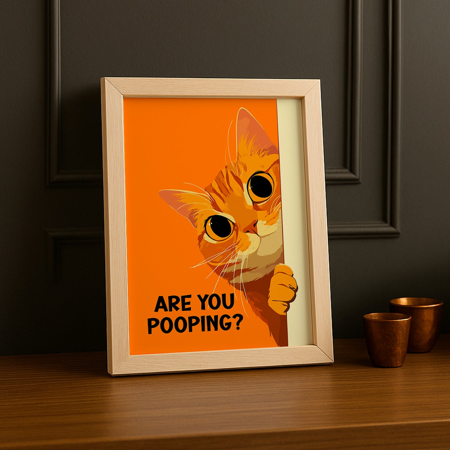 Cadre photo Chat orange Are You Pooping