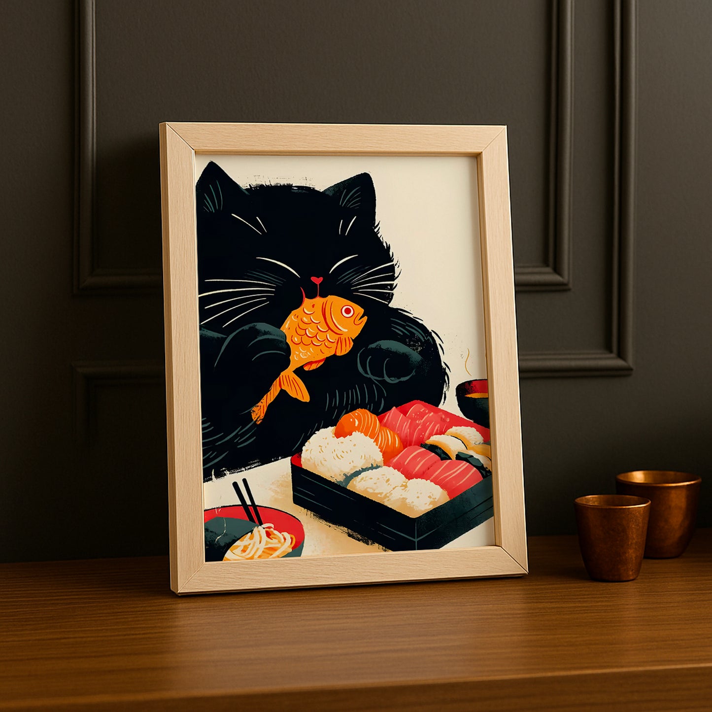 Cadre Photo Chat - Fish & Sushi