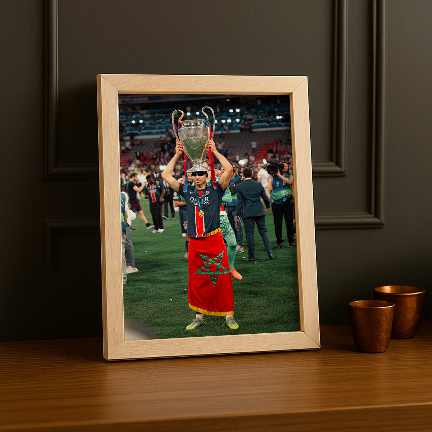 Poster Paris Saint-Germain Achraf Hakimi drapeau marocain