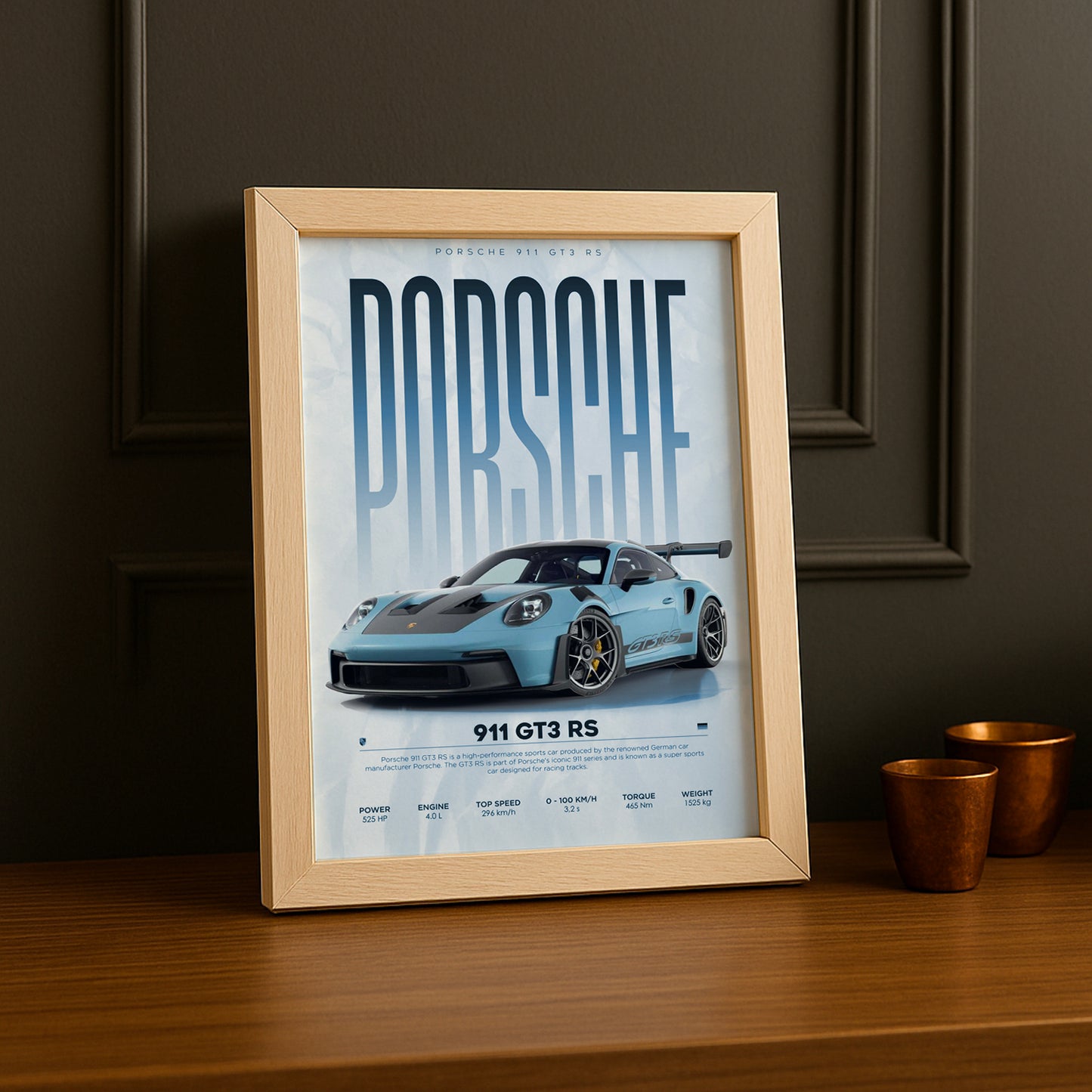 Cadre photo Porsche GT3 RS 911 bleu