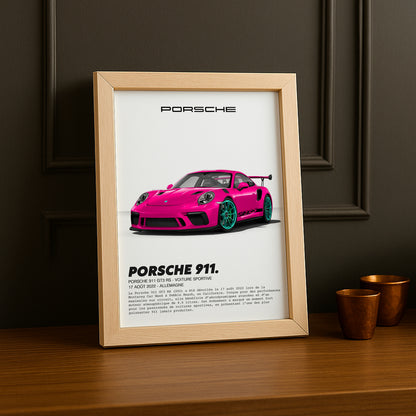 Cadre photo Porsche 911 GT3 RS Rose Fuchsia