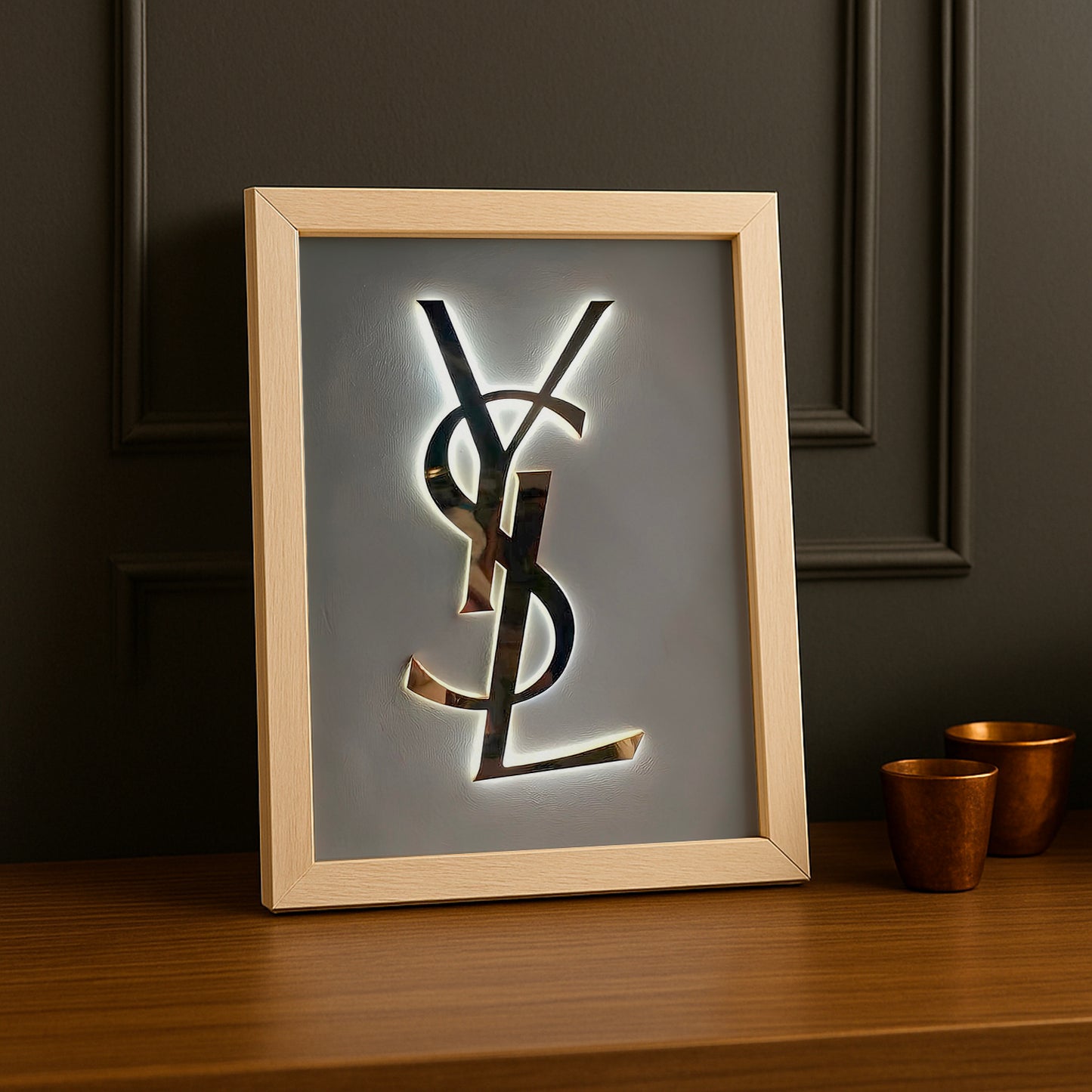 Cadre photo Yves Saint Laurent - Logo Argentée