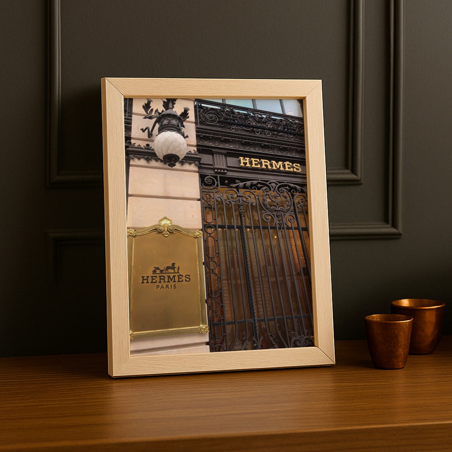 Cadre photo Hermès - Plaque dorée