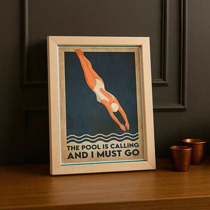 Cadre Photo Natation - The Pool Is Calling