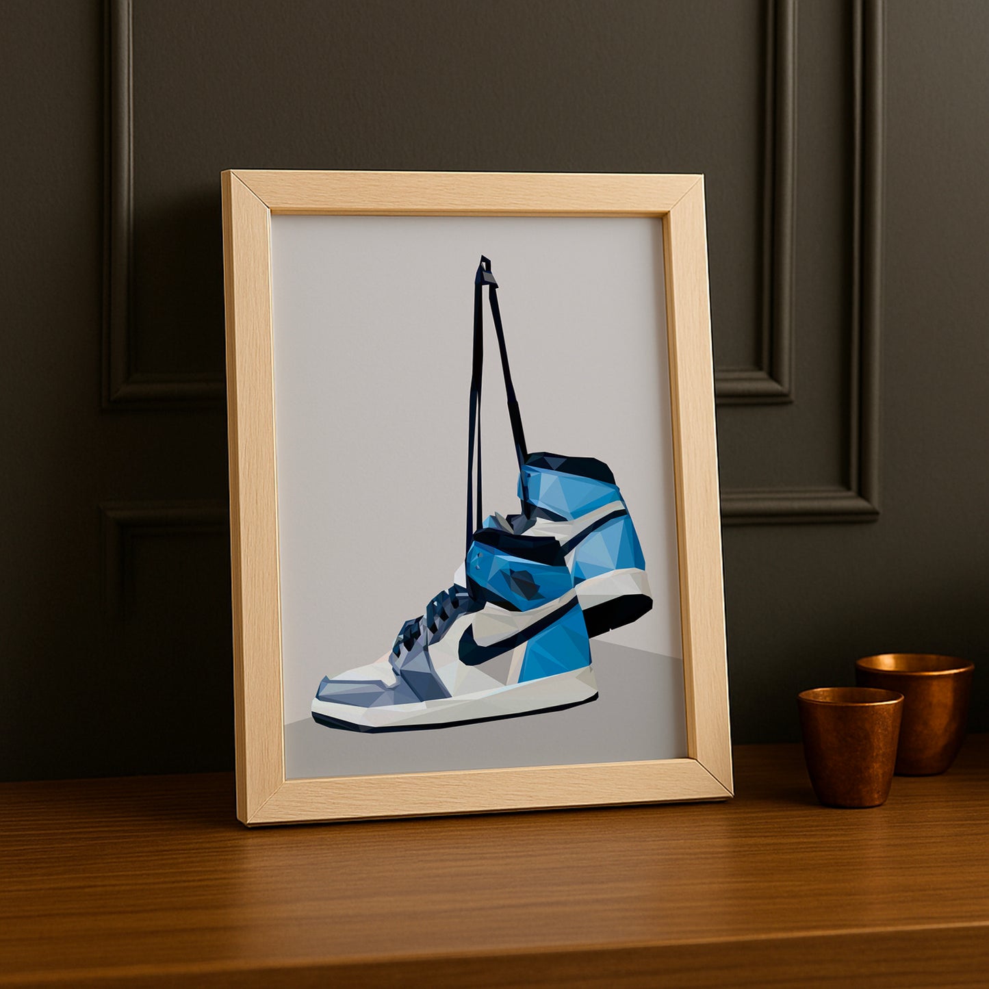 Air Jordan 1 High University Blauer Illustrations-Fotorahmen 