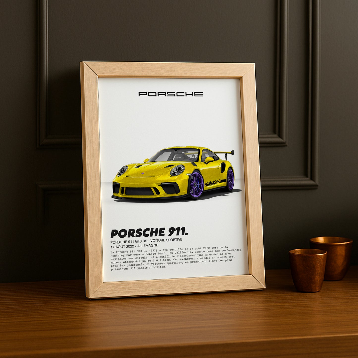 Cadre photo Porsche 911 GT3 RS Jaune