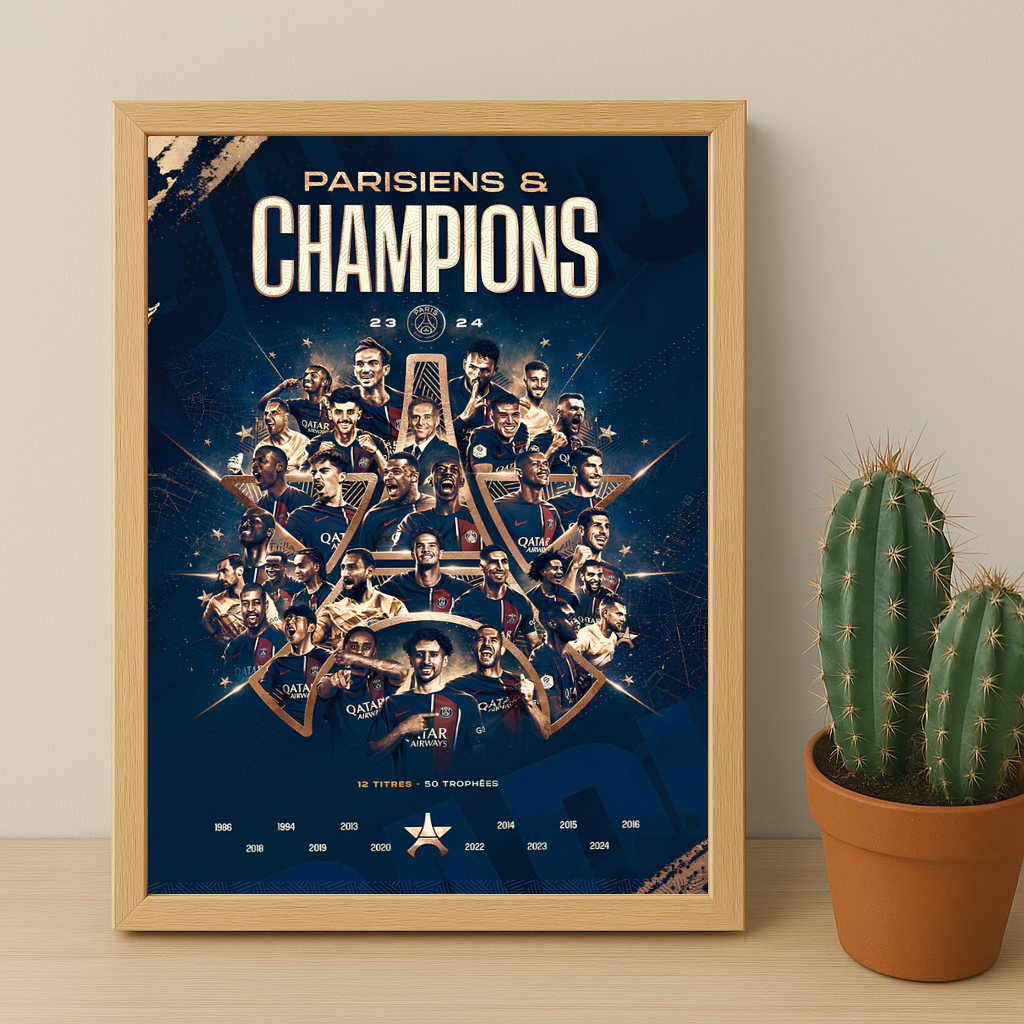 Cadre photo Paris Saint-Germain Champions de France 2023 - 2024