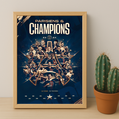 Cadre photo Paris Saint-Germain Champions de France 2023 - 2024
